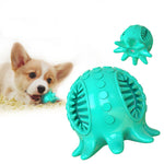 rubber dog squeaky octopus chew toy for teeth cleaning